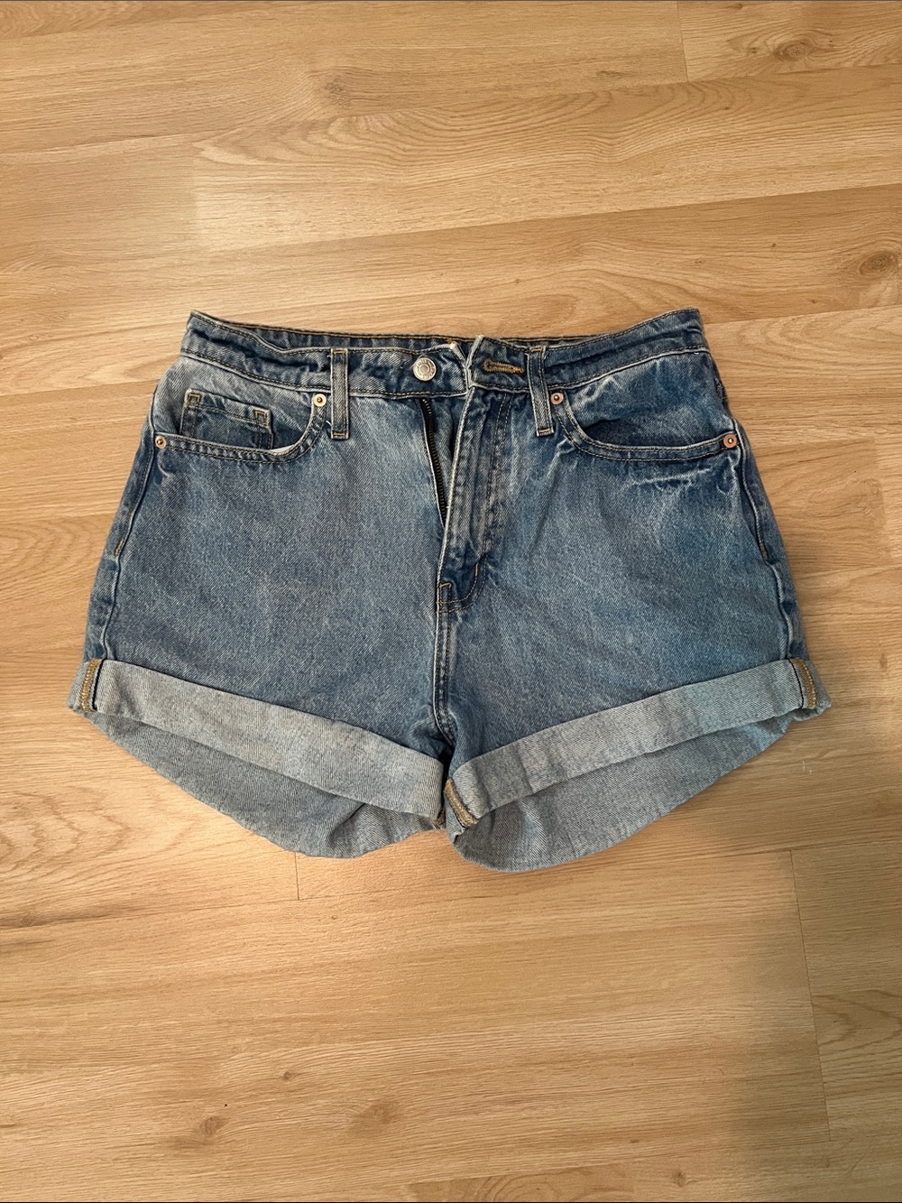 wild fable Light Blue Rolled-Hem Denim Shorts